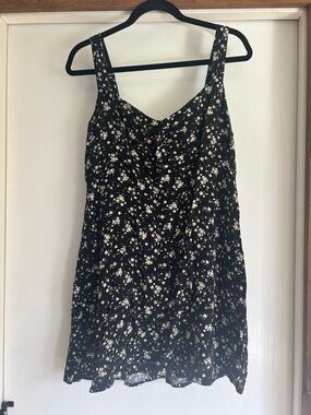 Old Navy Black Floral Camisole Dress with Cream Flowers